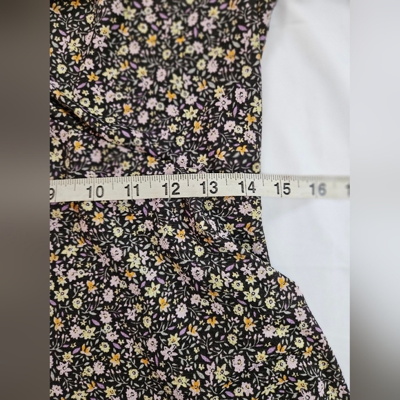 Lauren Conrad Womens Black Floral Short Sleeve V-Neck A Line Dress Size Small - Picture 9 of 11